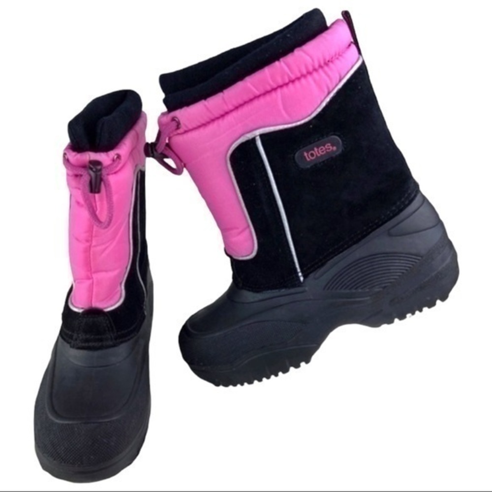 Totes Jeanie Winter Snow Boots Black Pink Size 6